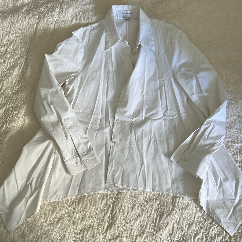 Michael Kors Collection White Asymmetric Shirt – Size 8